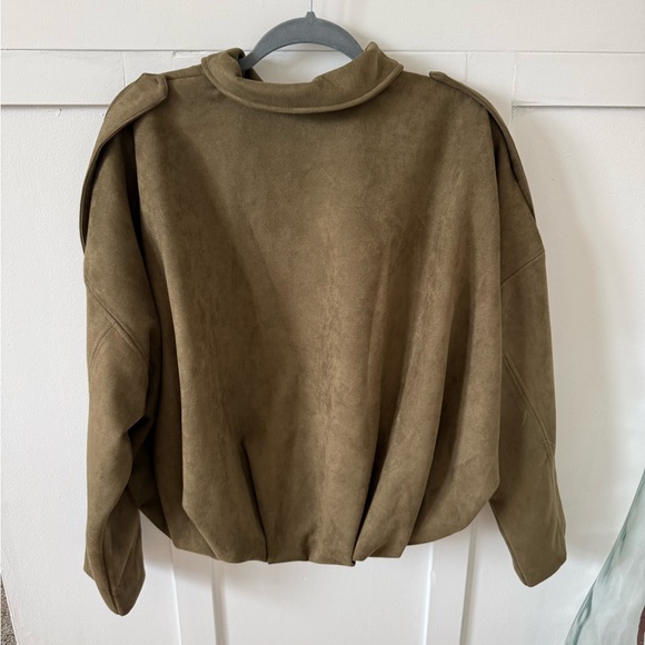 Olive Suede Zip-Front Jacket - Picture 4 of 4